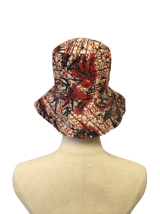 Reversible Overall Print Cotton Bucket Hat With Gold Embossed Logo