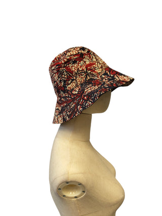 Reversible Overall Print Cotton Bucket Hat With Gold Embossed Logo
