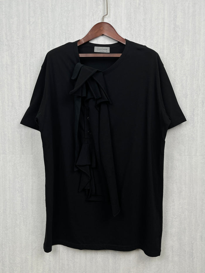 Ruffle Detail Button T-Shirt
