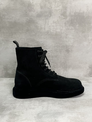 Black Suede Tie Up Boots