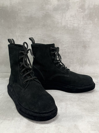 Black Suede Tie Up Boots