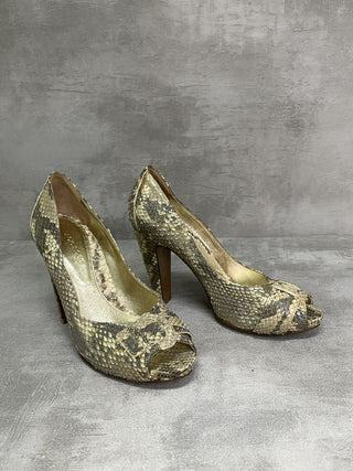 Golden 100mm Peep Toes Pumps