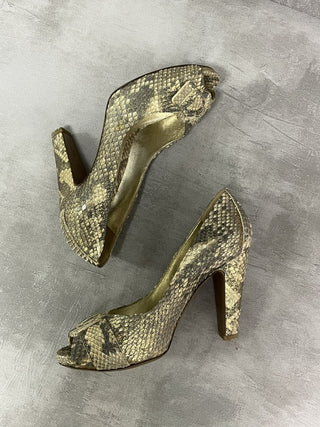 Golden 100mm Peep Toes Pumps