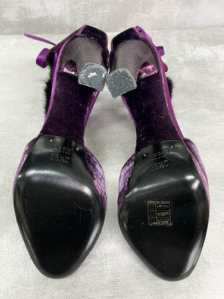 Purple 110mm Closed Toe Velvet Platform Shoes