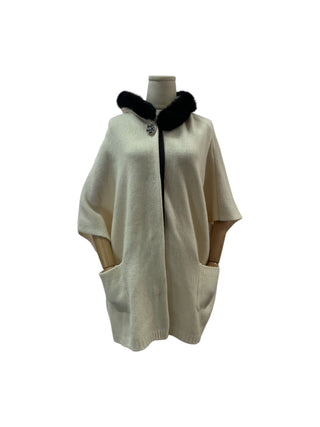 Beige Wool Vestcoat With Hood