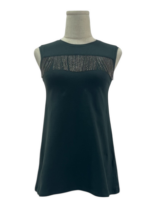 Olive Green Sleeveless Top With Embellishment In The Front