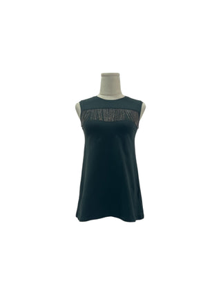Olive Green Sleeveless Top With Embellishment In The Front