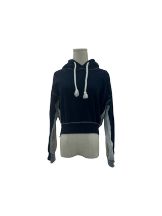 Navy And Beige Cotton Back Hoodie