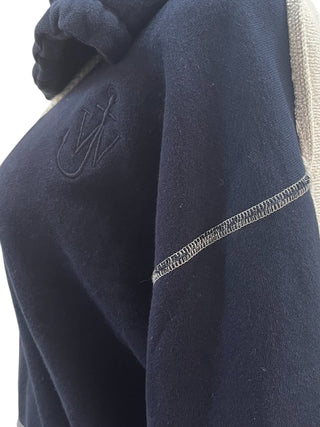 Navy And Beige Cotton Back Hoodie