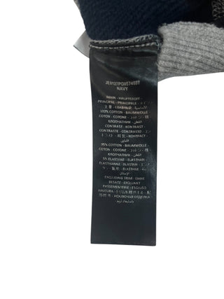 Navy And Beige Cotton Back Hoodie