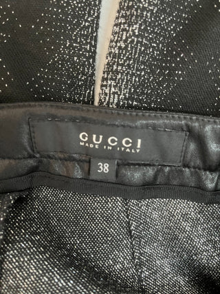 Gucci By Tom Ford Black And Silver Tight Pants With Zipper Ends