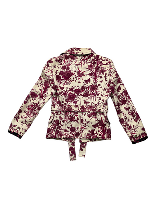 Beige Jacket With Red Floral Pattern