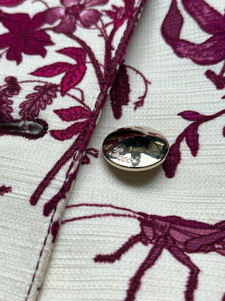 Beige Jacket With Red Floral Pattern