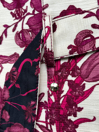 Beige Jacket With Red Floral Pattern