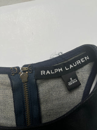 Black Denim Slim Dress With Leather Side Panels