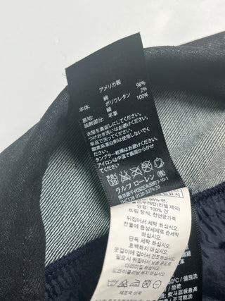 Black Denim Slim Dress With Leather Side Panels