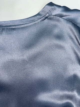 Silver Blue Round Neck Top