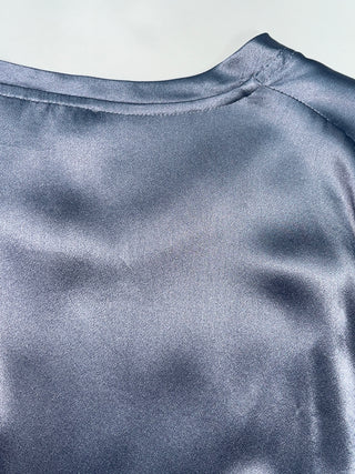 Silver Blue Round Neck Top