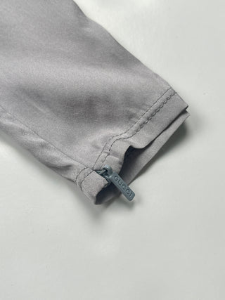 Silver Grey Long Sleeve With Ruffle Neck Top