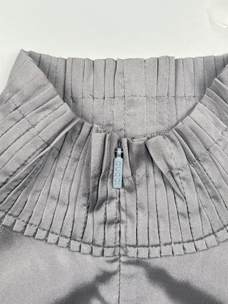 Silver Grey Long Sleeve With Ruffle Neck Top