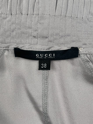 Silver Grey Long Sleeve With Ruffle Neck Top