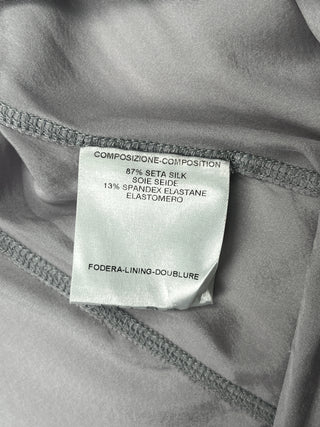 Silver Grey Long Sleeve With Ruffle Neck Top