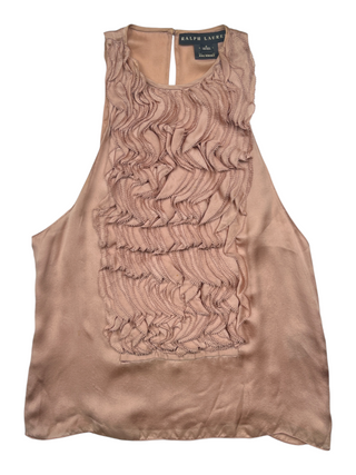 Dusty Rose Ruffles Sleeveless Silk Top