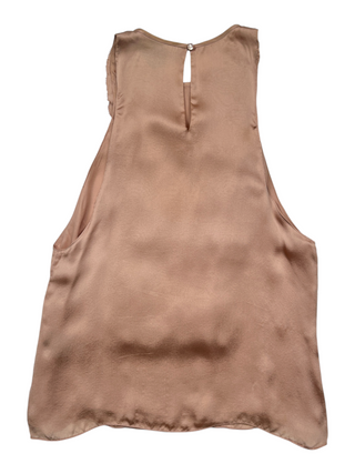 Dusty Rose Ruffles Sleeveless Silk Top