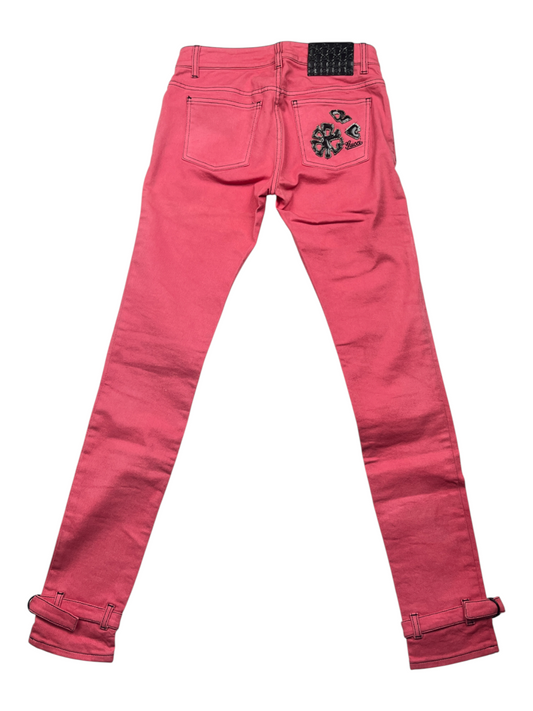 Pink Jeans With Ankle Strap