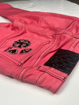 Pink Jeans With Ankle Strap