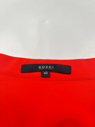 Orange Red Deep V Long Sleeve Blouse