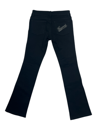 Black Jeans With Silver Gucci Embroidery