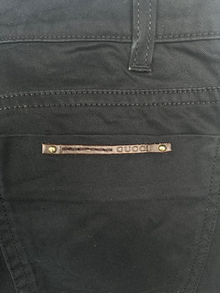Black Pants With 2 Golden Horsebits And GG Button