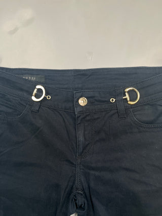 Black Pants With 2 Golden Horsebits And GG Button