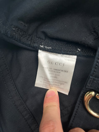 Black Pants With 2 Golden Horsebits And GG Button