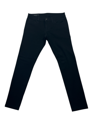 Black Cotton Slim Fit Pants With Glossy Brand Tab