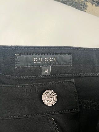 Black Cotton Slim Fit Pants With Glossy Brand Tab