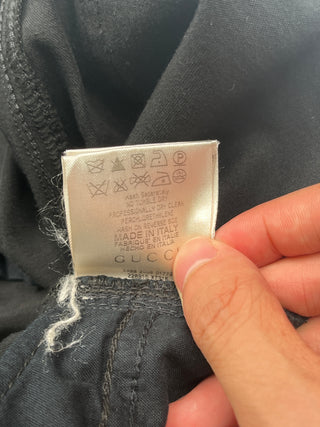 Black Cotton Slim Fit Pants With Glossy Brand Tab