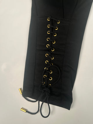 Black Jeans With Lacing At The Bottom