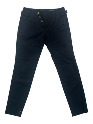 Black Cotton Pants With Brass Buckles