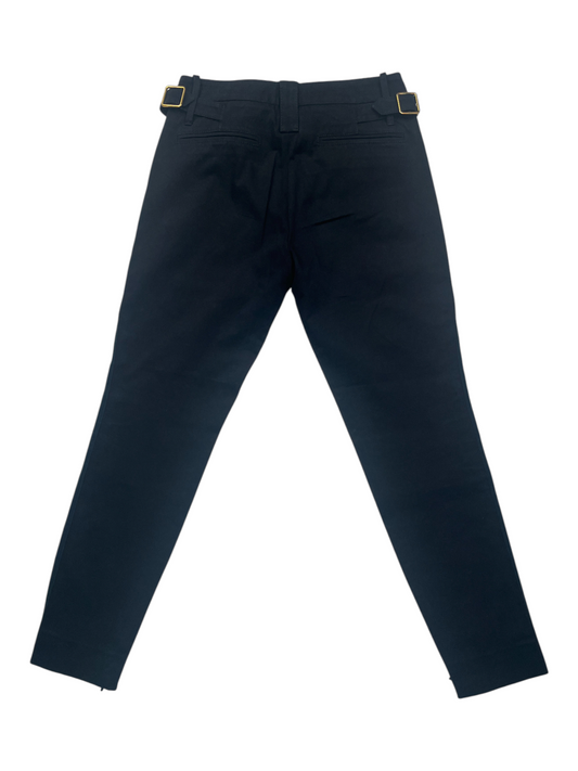 Black Cotton Pants With Brass Buckles