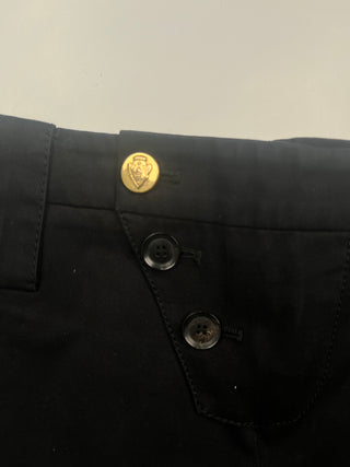 Black Cotton Pants With Brass Buckles