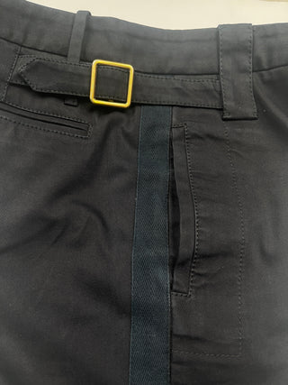 Black Cotton Pants With Brass Buckles