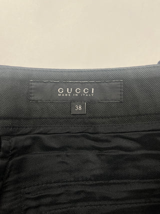 Black Cotton Pants With Brass Buckles