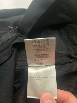 Black Cotton Pants With Brass Buckles