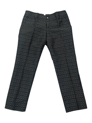 Black And Silver Pattern Cropped Pants