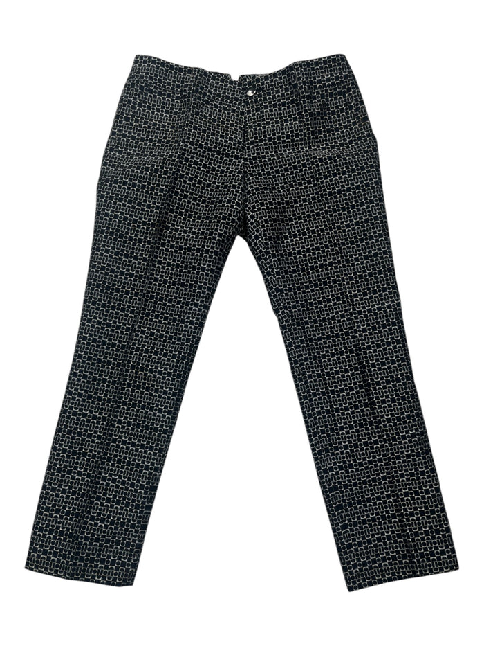 Black And Silver Pattern Cropped Pants