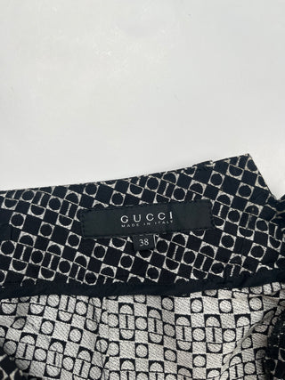 Black And Silver Pattern Cropped Pants