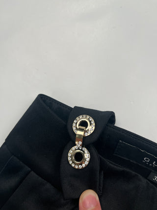 Black Tuxedo Pants With Side Ribbon With Diamante Decors