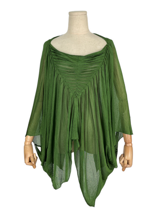 Green Kaftan Pleated Cape